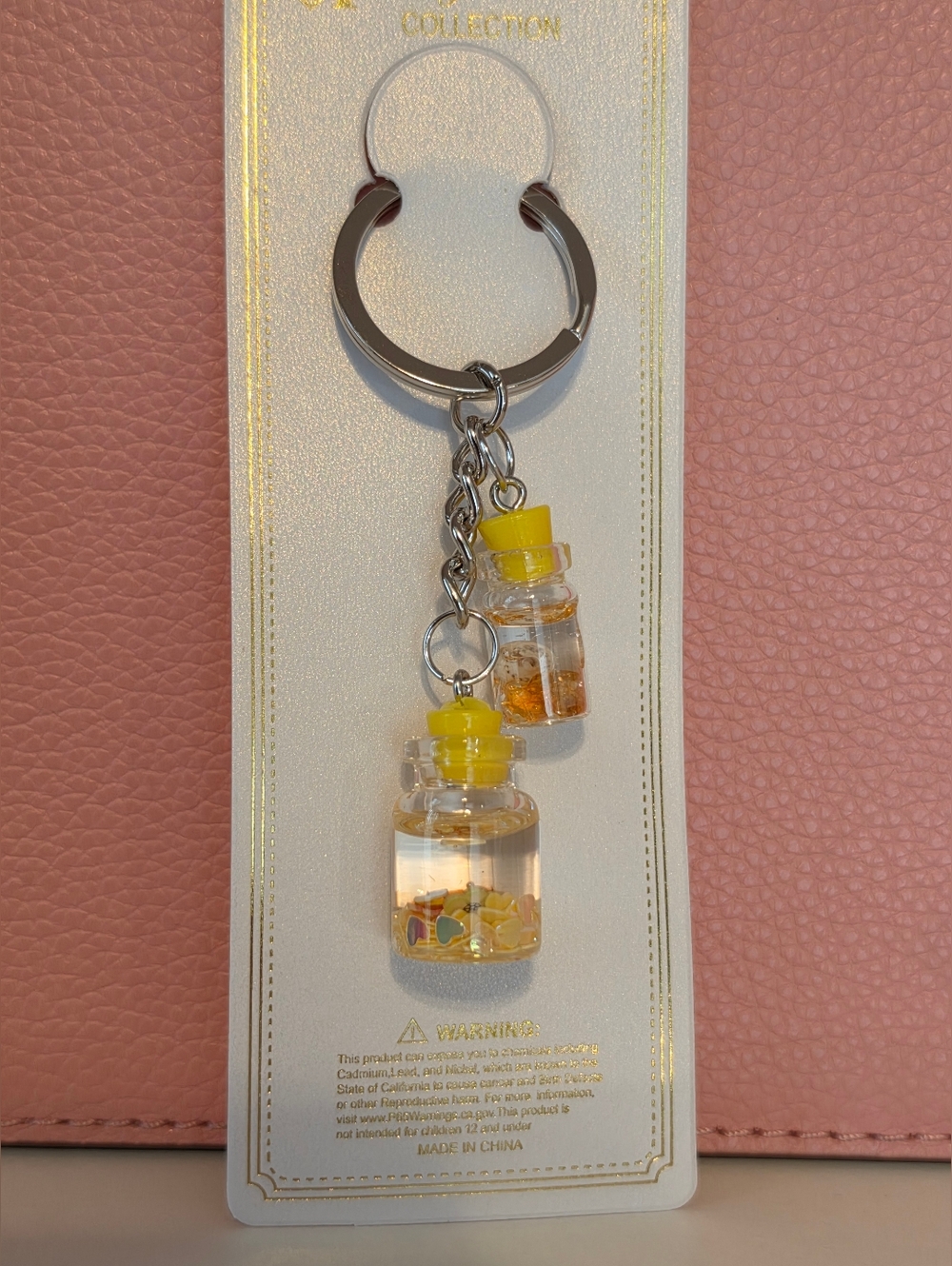 NWT Yellow Bottle Charm Keychain